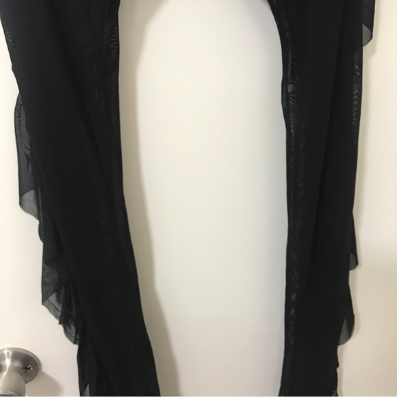 Kandyshop black sheer mesh swim cover up ruffle side leggings - Picture 8 of 10